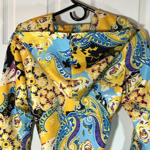 Dygarni jacket crop hoodie art to wear ruffle sleeve multicolor paisley boho S - Picture 14 of 16